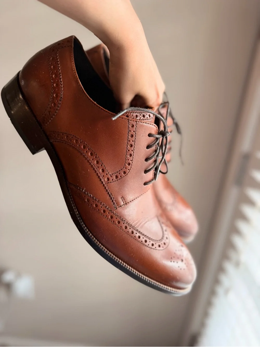 Cole Haan Men's Brown Leather Brogue Dress Shoes - Lace-Up Oxford